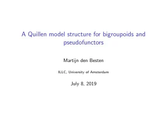 A Quillen model structure for bigroupoids and  pseudofunctors  Martijn den Besten  ILLC, University