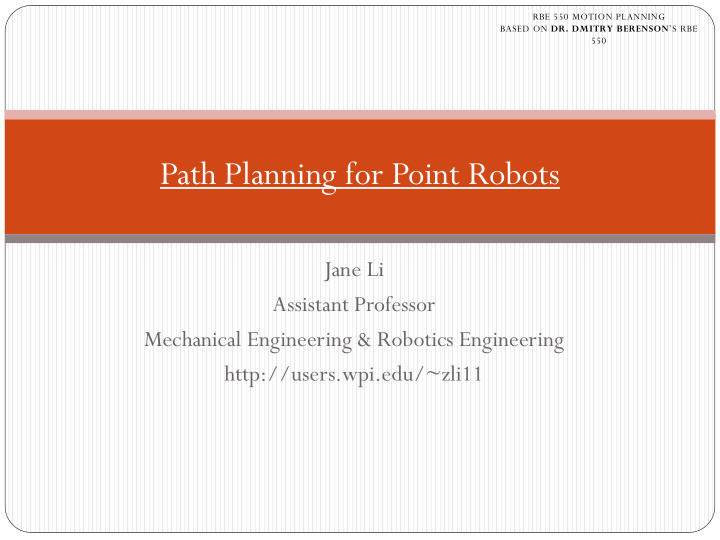 path planning for point robots