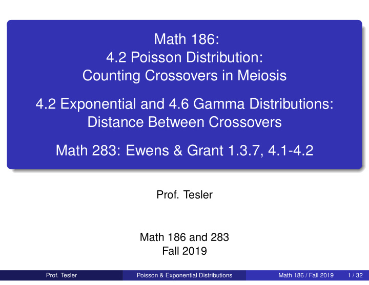 math 186 4 2 poisson distribution counting crossovers in