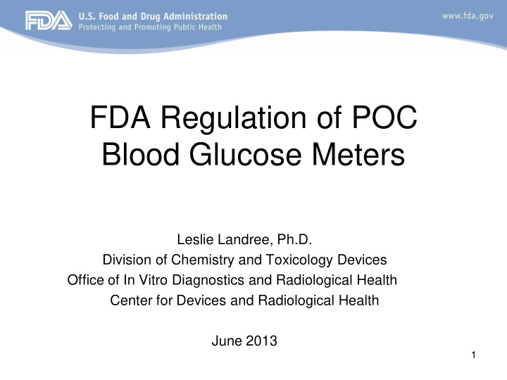 fda regulation of poc blood glucose meters