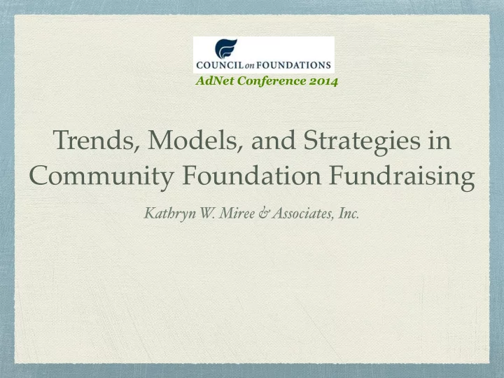 trends models and strategies in community foundation