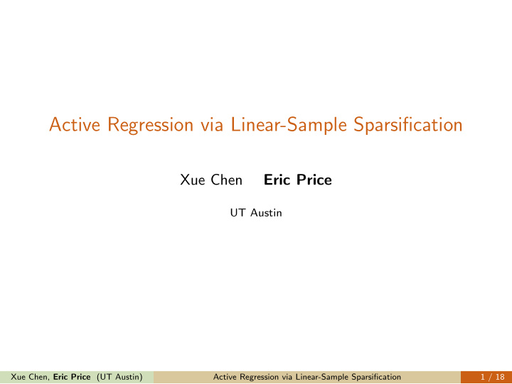 active regression via linear sample sparsification