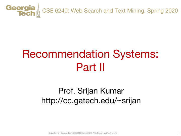 recommendation systems part ii
