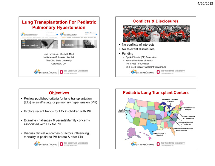 lung transplantation for pediatric pulmonary hypertension