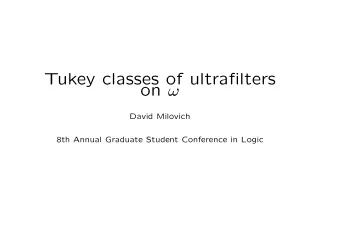 Tukey classes of ultrafilters on   David Milovich  8th Annual Graduate Student Conference in