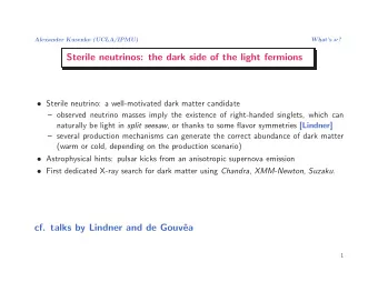 Sterile neutrinos: the dark side of the light fermions  Sterile neutrino: a well-motivated dark