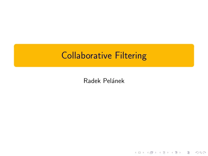 collaborative filtering