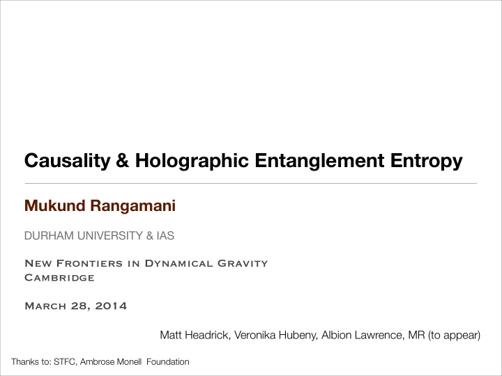causality holographic entanglement entropy