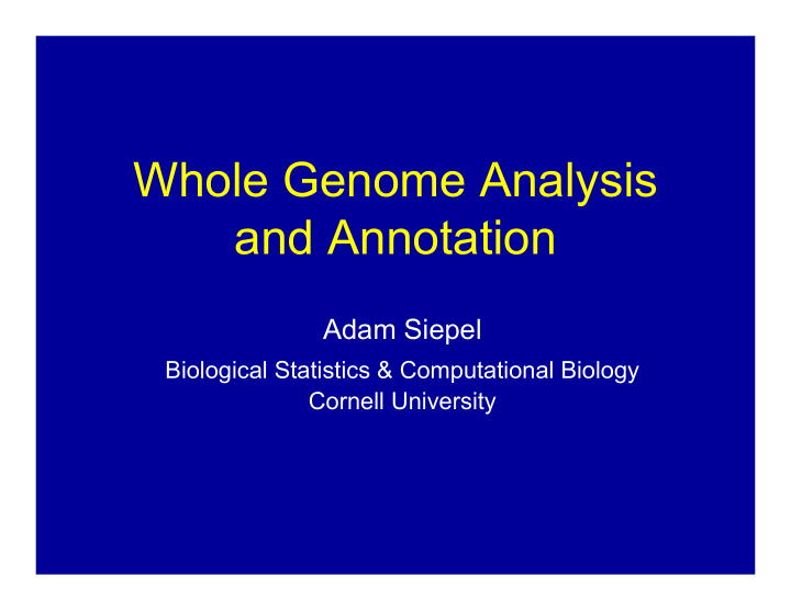 whole genome analysis and annotation