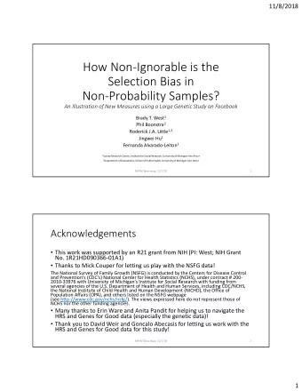 How Non  Ignorable is the Selection Bias in Non  Probability Samples?  An Illustration of New