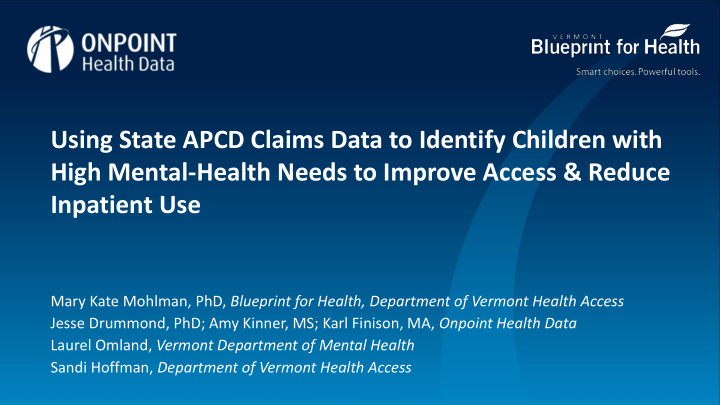 using state apcd claims data to identify children with