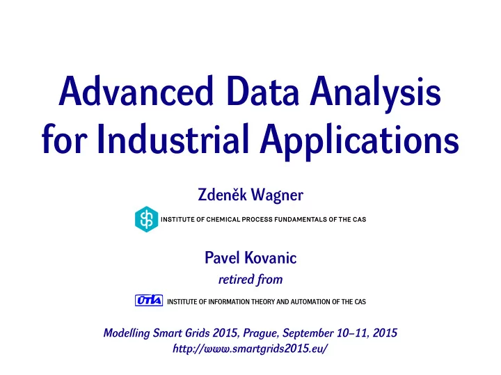 advanced data analysis for industrial applications