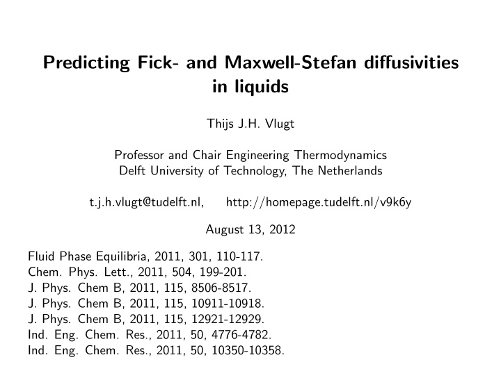 predicting fick and maxwell stefan diffusivities in