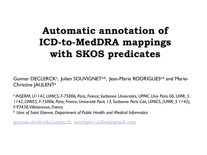 automatic annotation of icd to meddra mappings with skos