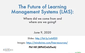 The Future of Lear  arning  Man  anag  agement Systems (LMS):  Where did we come from and  where