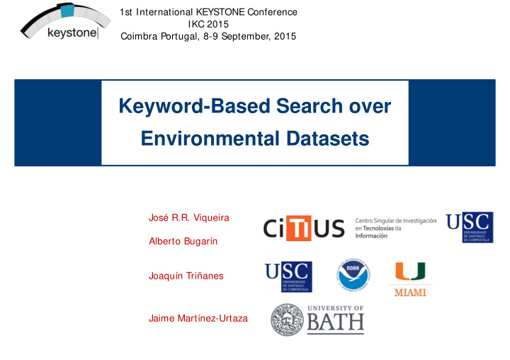 keyword based search over environmental datasets