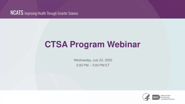 ctsa program webinar
