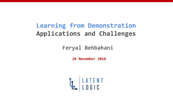 learning from demonstration applications and challenges