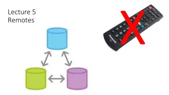 Lecture 5  Remotes  Midterm Next Week  No stressing allowed!  50 minutes in- class. You