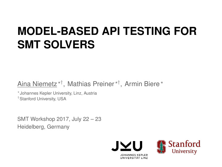model based api testing for smt solvers