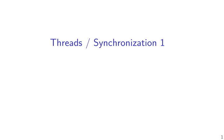 threads synchronization 1