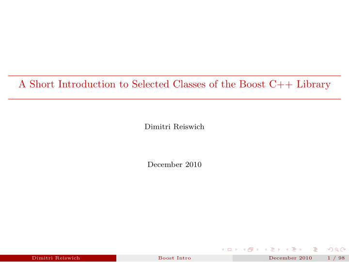 a short introduction to selected classes of the boost c