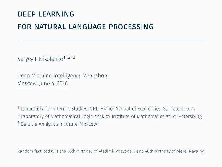 deep learning for natural language processing