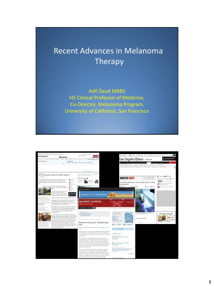recent advances in melanoma therapy