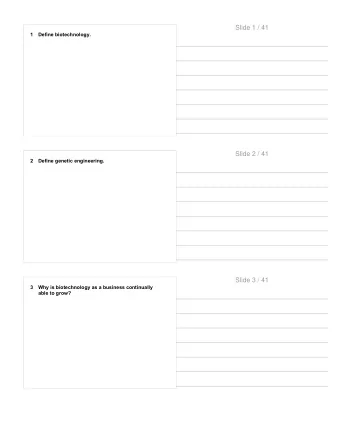 Slide 1 / 41  1  Define biotechnology.  Slide 2 / 41  2  Define genetic engineering.  Slide 3 / 41