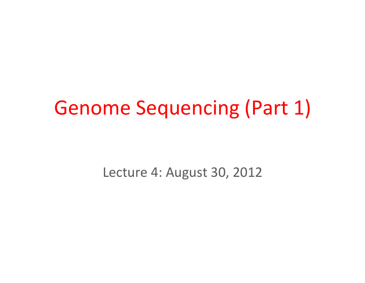 genome sequencing part 1