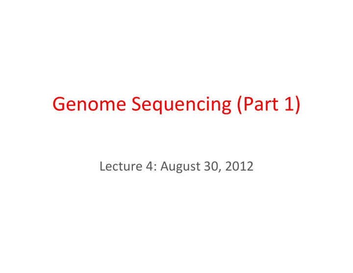 genome sequencing part 1