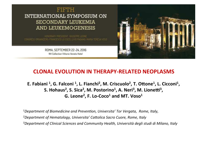 clonal evolution in therapy related neoplasms