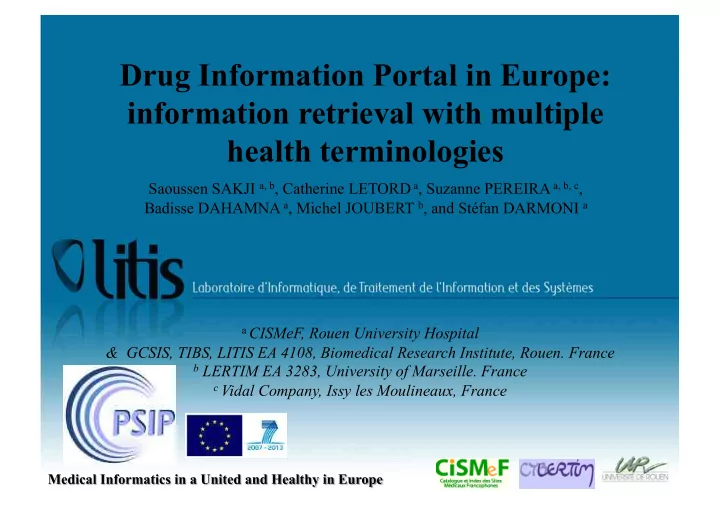 drug information portal in europe plan information