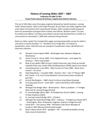 History of Lansing Slides 1847  1867  Collection ID 2006-12-001  Forest Parke Library &amp;