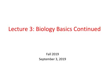 Lecture 3: Biology Basics Continued  Fall 2019  September 3, 2019  Genotype/Phenotype  Phenotype: