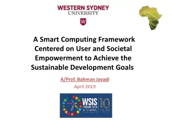 A Smart Computing Framework  Centered on User and Societal  Empowerment to Achieve the  Sustainable