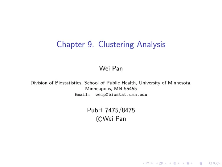 chapter 9 clustering analysis