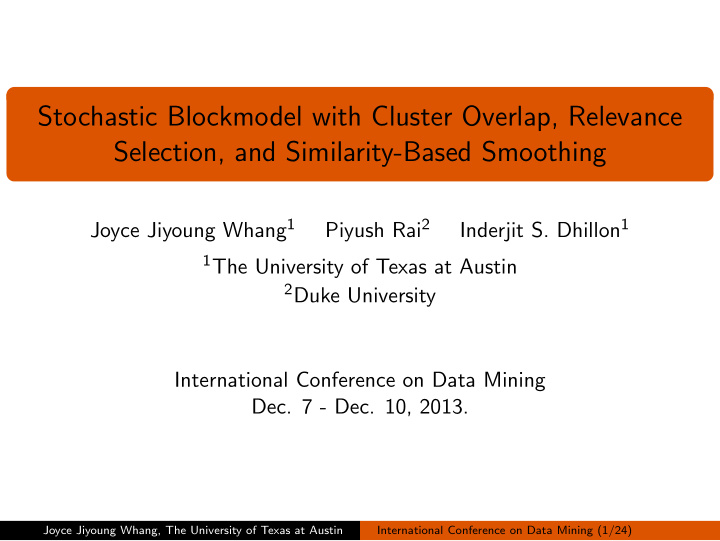 stochastic blockmodel with cluster overlap relevance