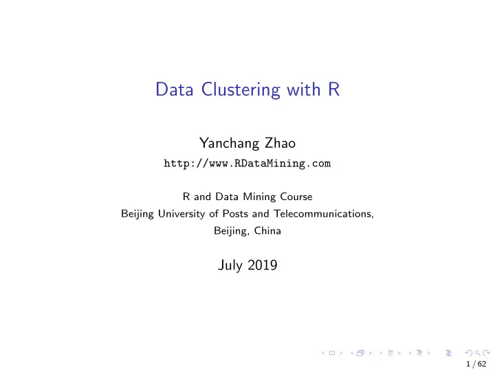 data clustering with r