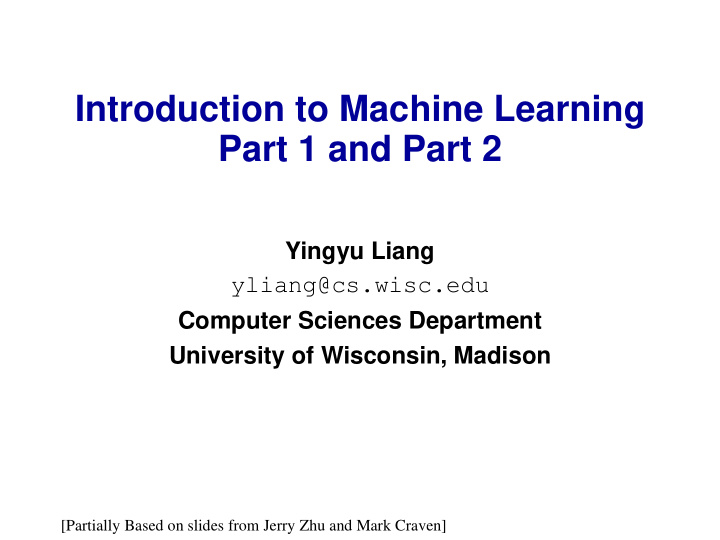 introduction to machine learning part 1 and part 2