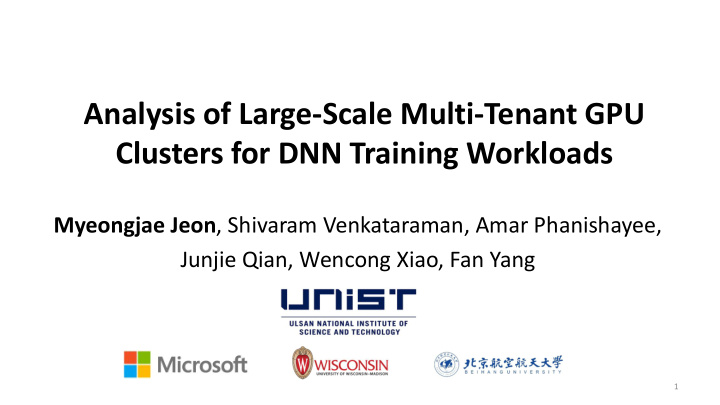 clusters for dnn training workloads