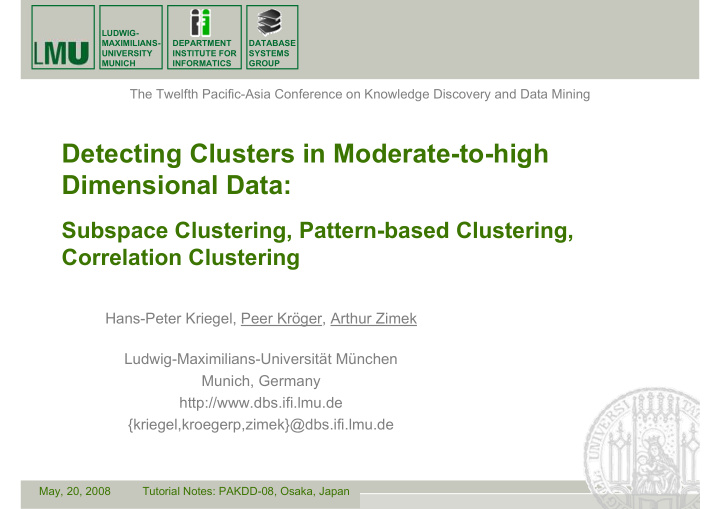 detecting clusters in moderate to high dimensional data