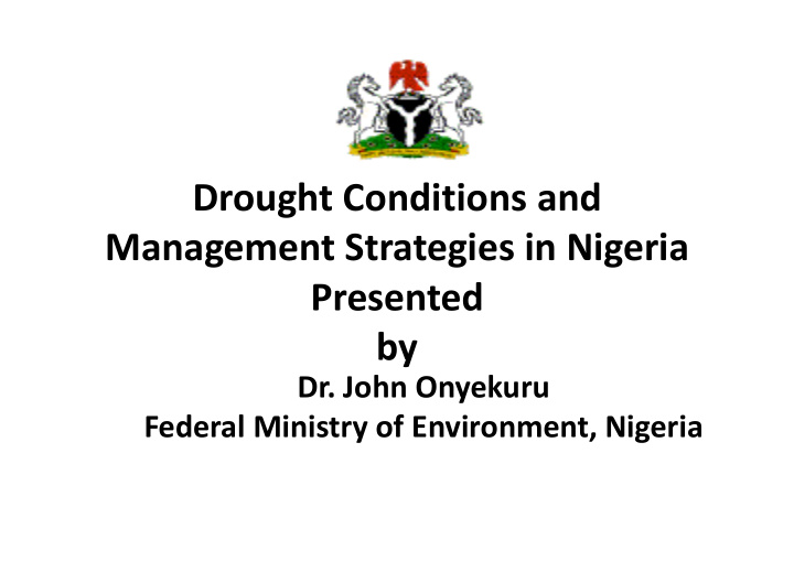 drought conditions and management strategies in nigeria