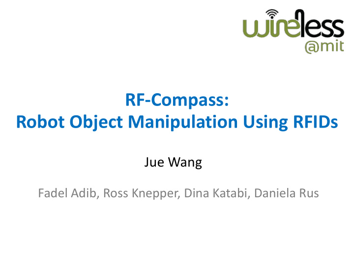robot object manipulation using rfids