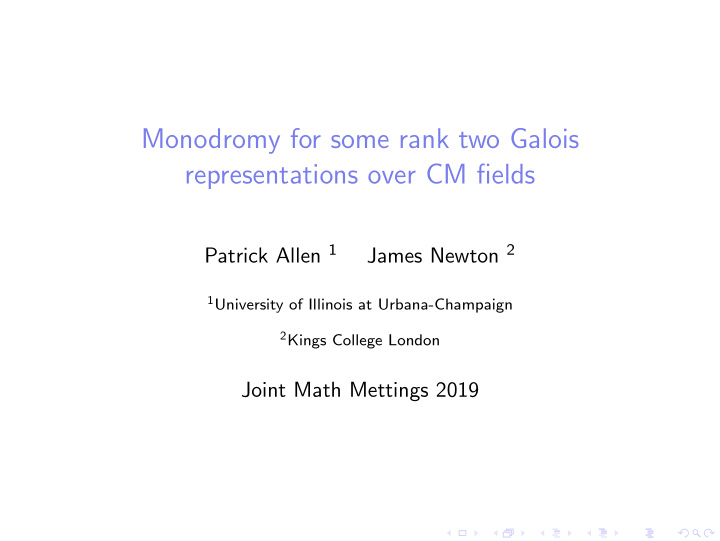 monodromy for some rank two galois representations over
