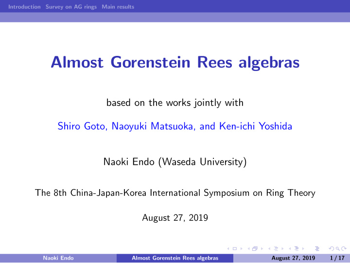 almost gorenstein rees algebras