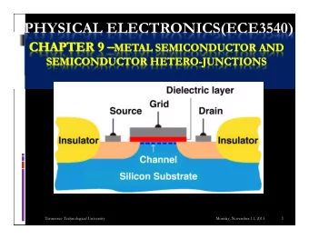 PHYSICAL ELECTRONICS(ECE3540) CHAPTER 9  METAL SEMICONDUCTOR AND CHAPTER 9  METAL