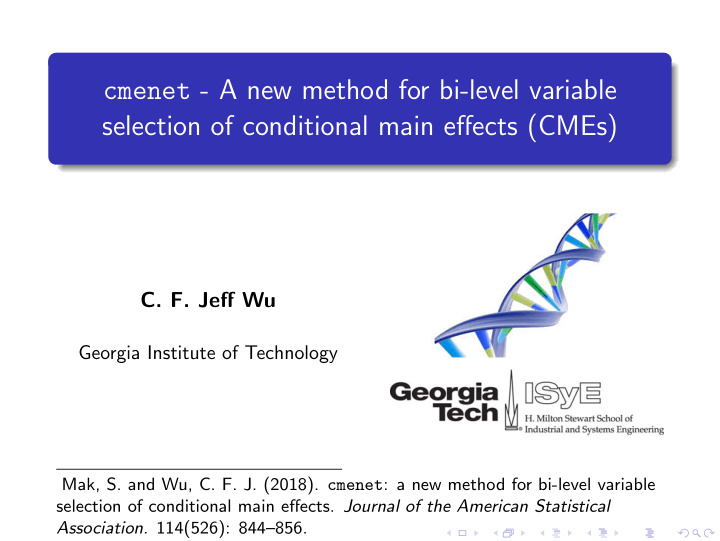 cmenet a new method for bi level variable selection of