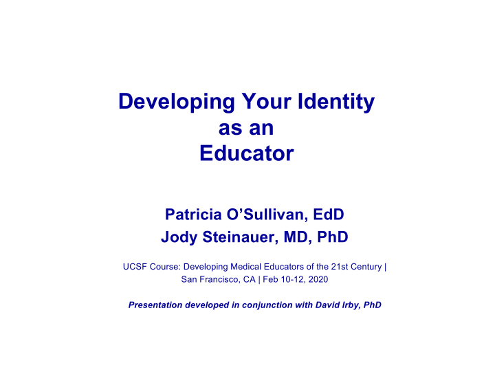 developing your identity as an educator