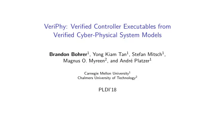veriphy verified controller executables from verified